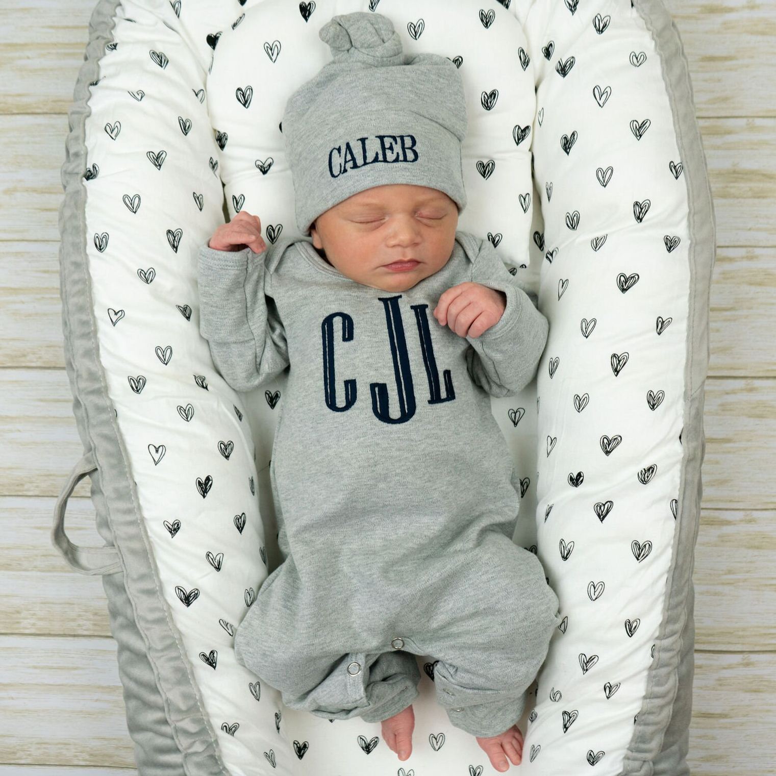 Personalized Embroidery Baby Coming Home Romper and Hat Set | CWBaby347