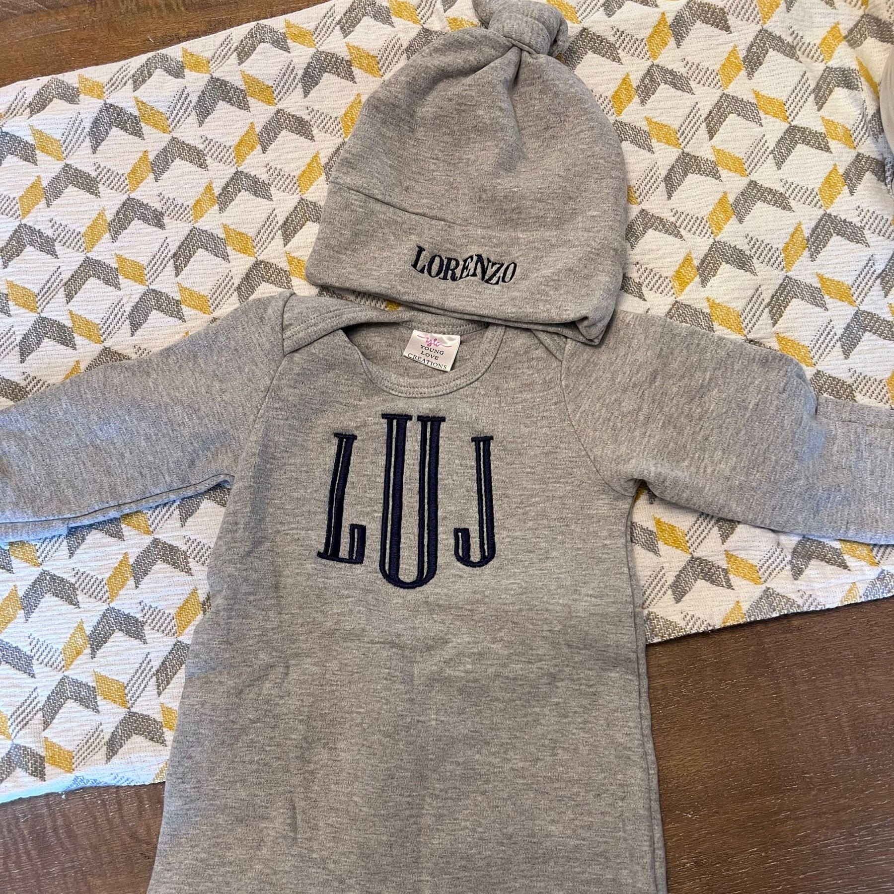 Personalized Embroidery Baby Coming Home Romper and Hat Set | CWBaby347