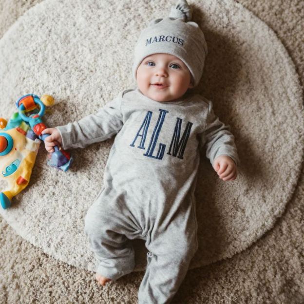 Personalized Embroidery Baby Coming Home Romper and Hat Set | CWBaby347