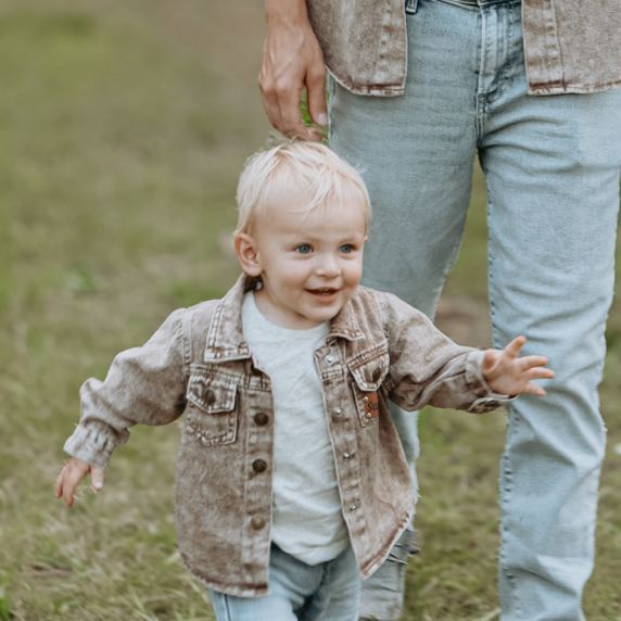 Personalized Leather Patch Brown Denim Jacket | inJacket43