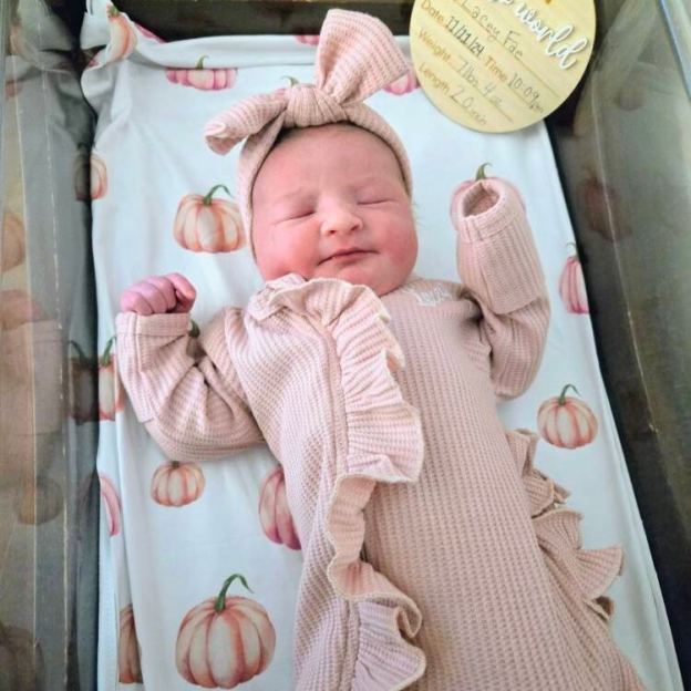 Personalized Newborn Embroidery Waffle Ruffled Romper With Bow | CWBaby354