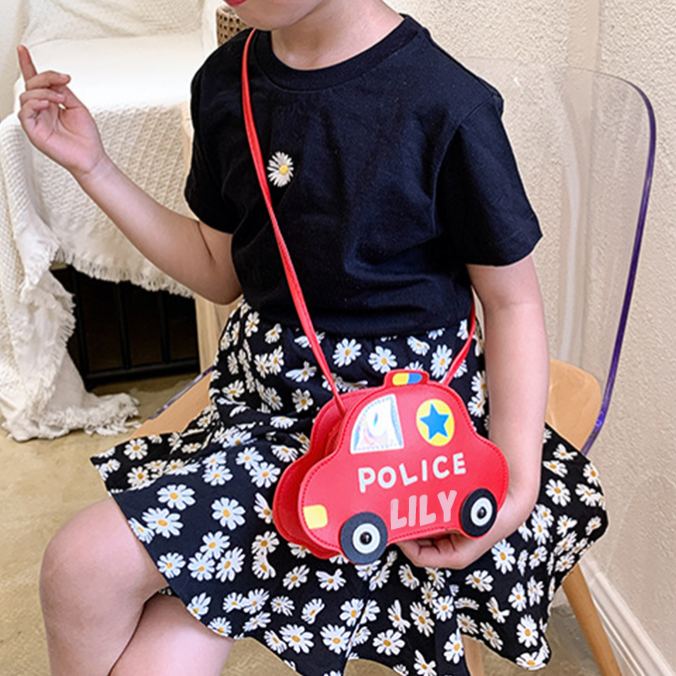 Personalized Kids Cute Police Car Zipper Crossbody Bag | CWGift06