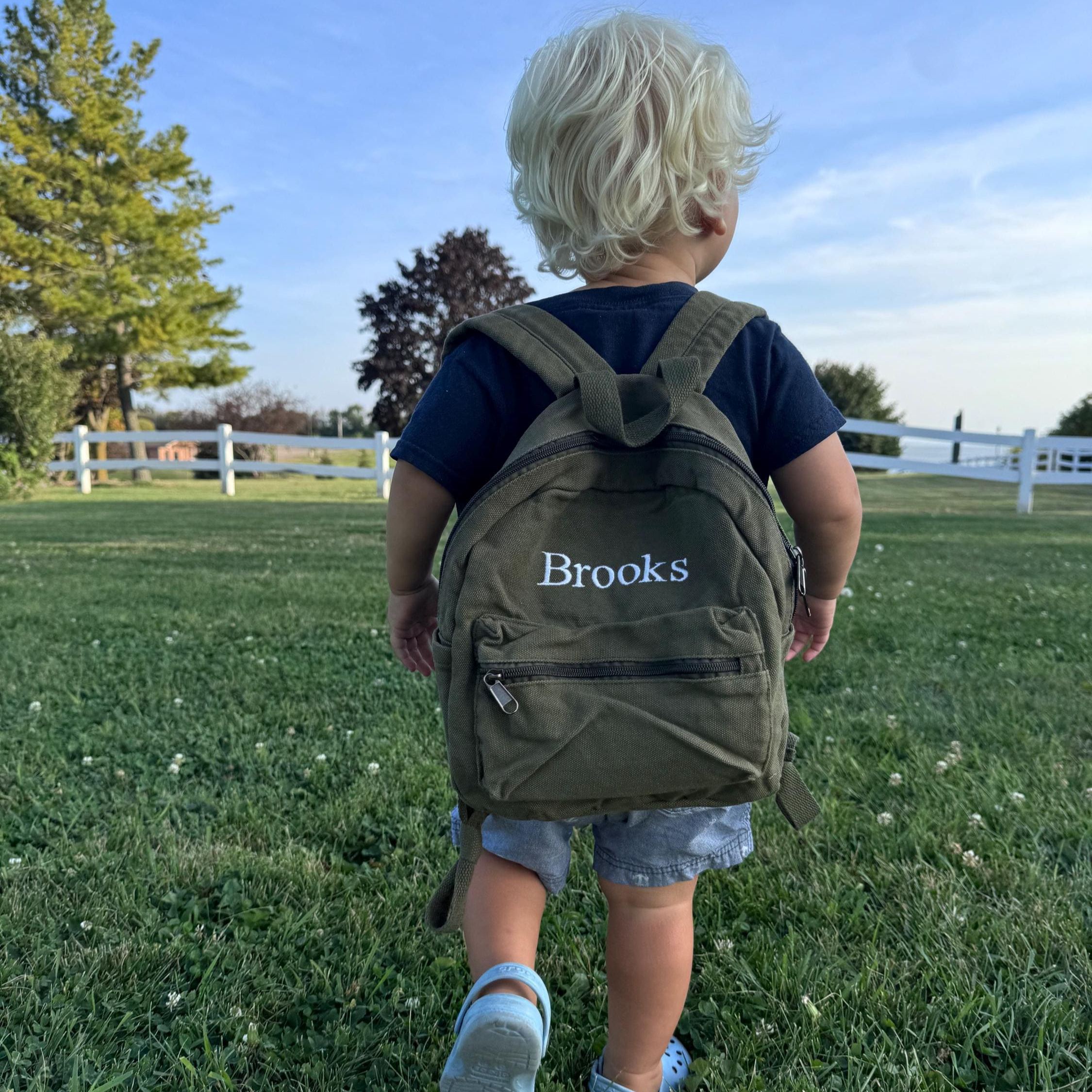 Personalized Embroidery Kid Canvas Backpack