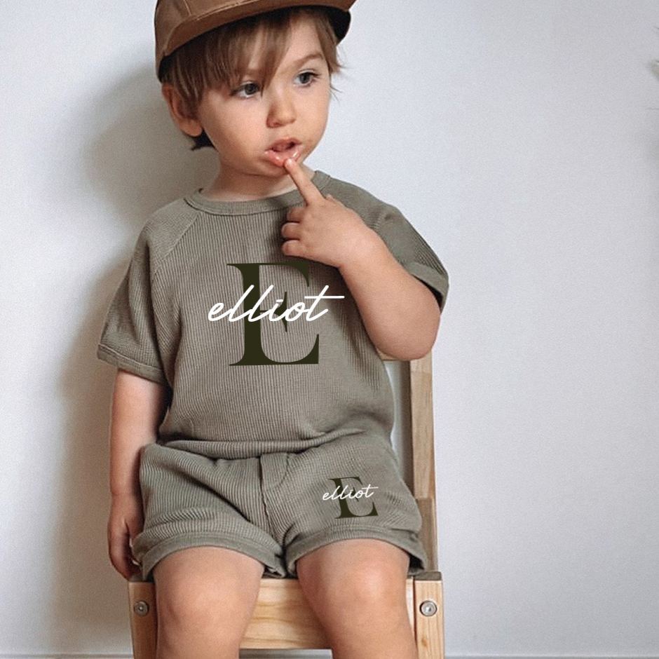 Personalized Baby waffle-knit Cozy Soft Outfit Set | CWBaby381