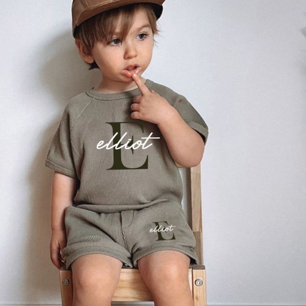 Personalized Baby waffle-knit Cozy Soft Outfit Set | CWBaby381