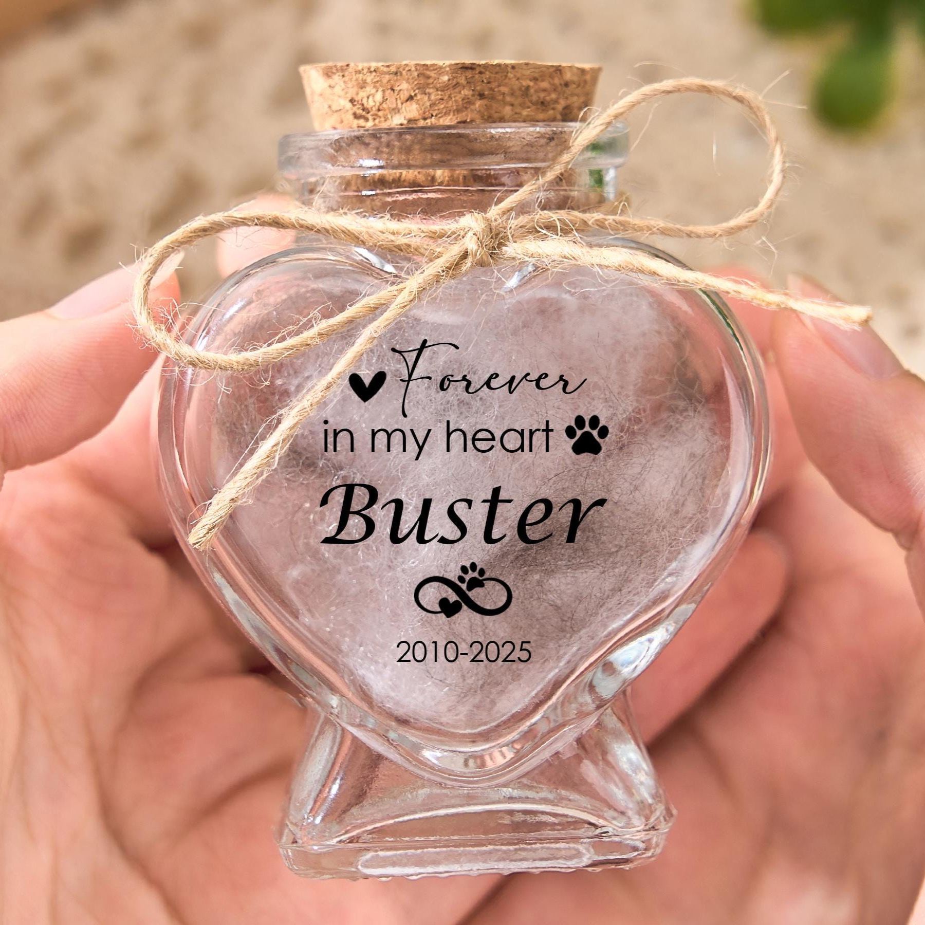 Personalized Pet Hair Memorial Keepsake Jar | BKPet305