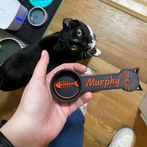 Personalized 3D Printed Fish Bone Cat Food Scoop | BKPet360