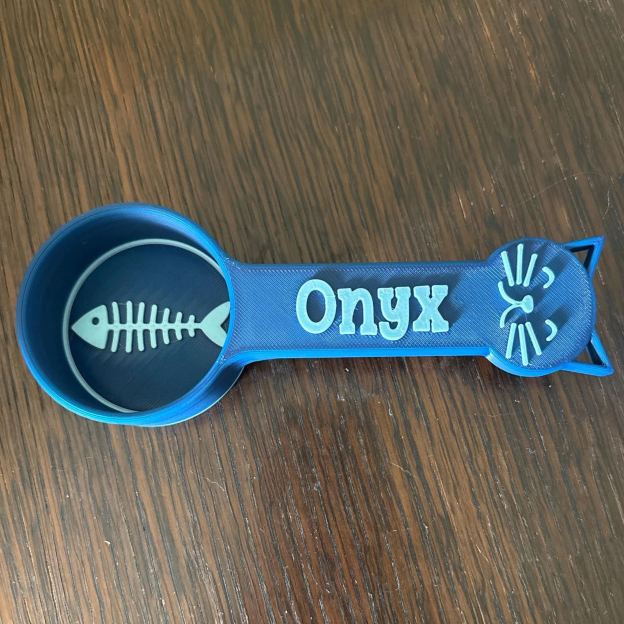 Personalized 3D Printed Fish Bone Cat Food Scoop | BKPet360