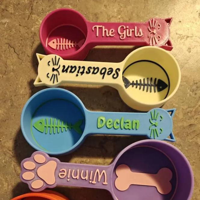 Personalized 3D Printed Fish Bone Cat Food Scoop | BKPet360