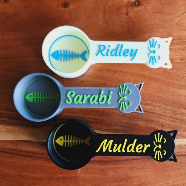 Personalized 3D Printed Fish Bone Cat Food Scoop | BKPet360