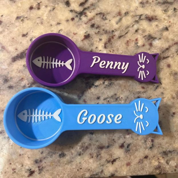 Personalized 3D Printed Fish Bone Cat Food Scoop | BKPet360