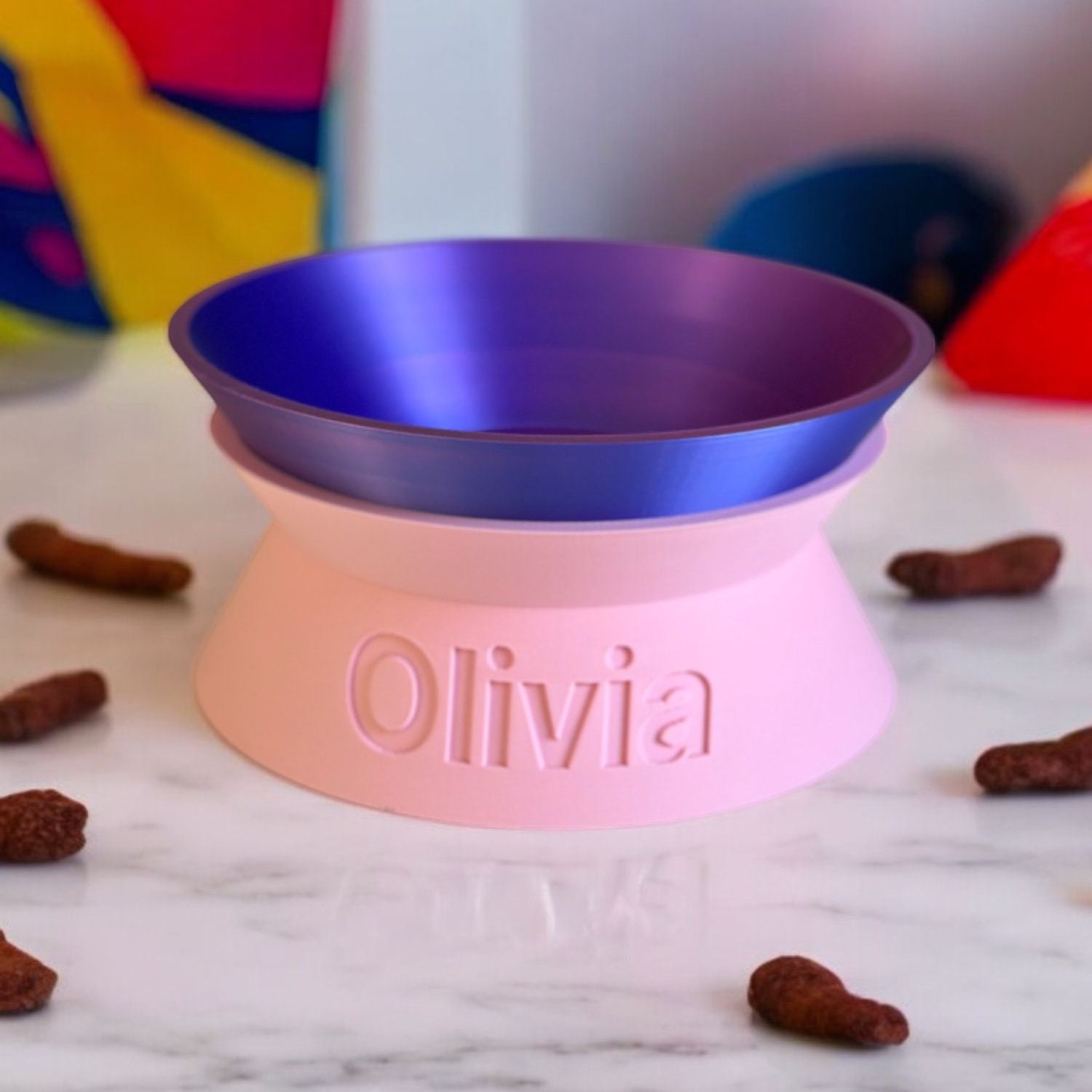 Personalized Detachable Engraved Elevated Pet Bowl | BKPet375