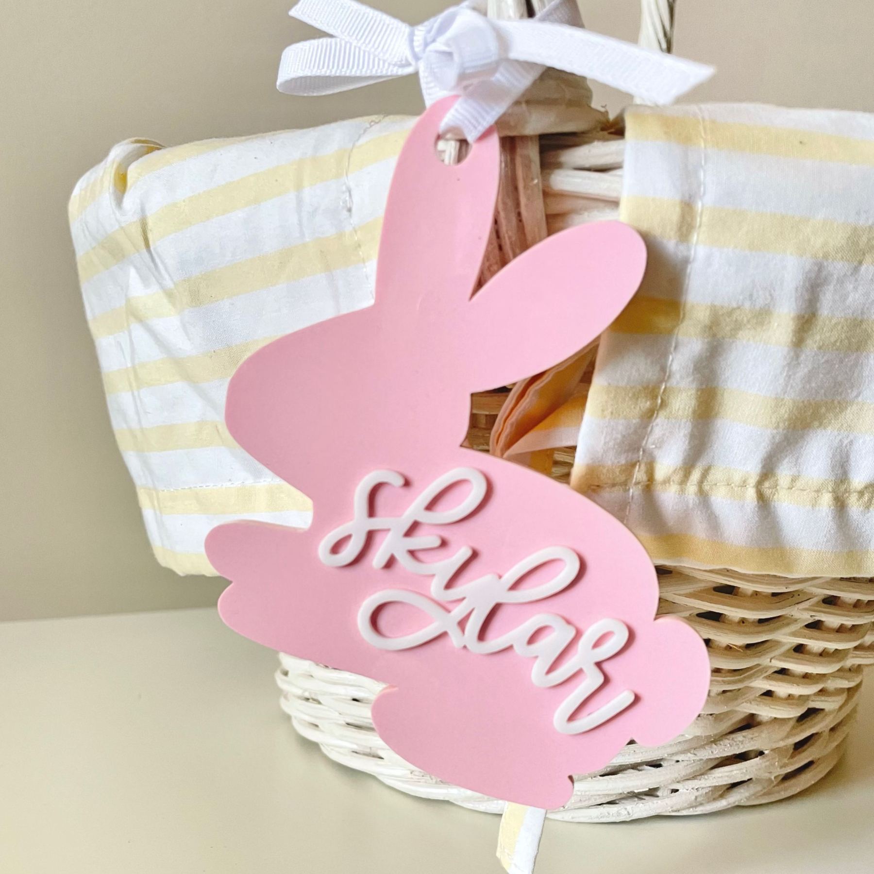 Personalized 3D Printed Bunny Easter Basket Tags | CWEaster77