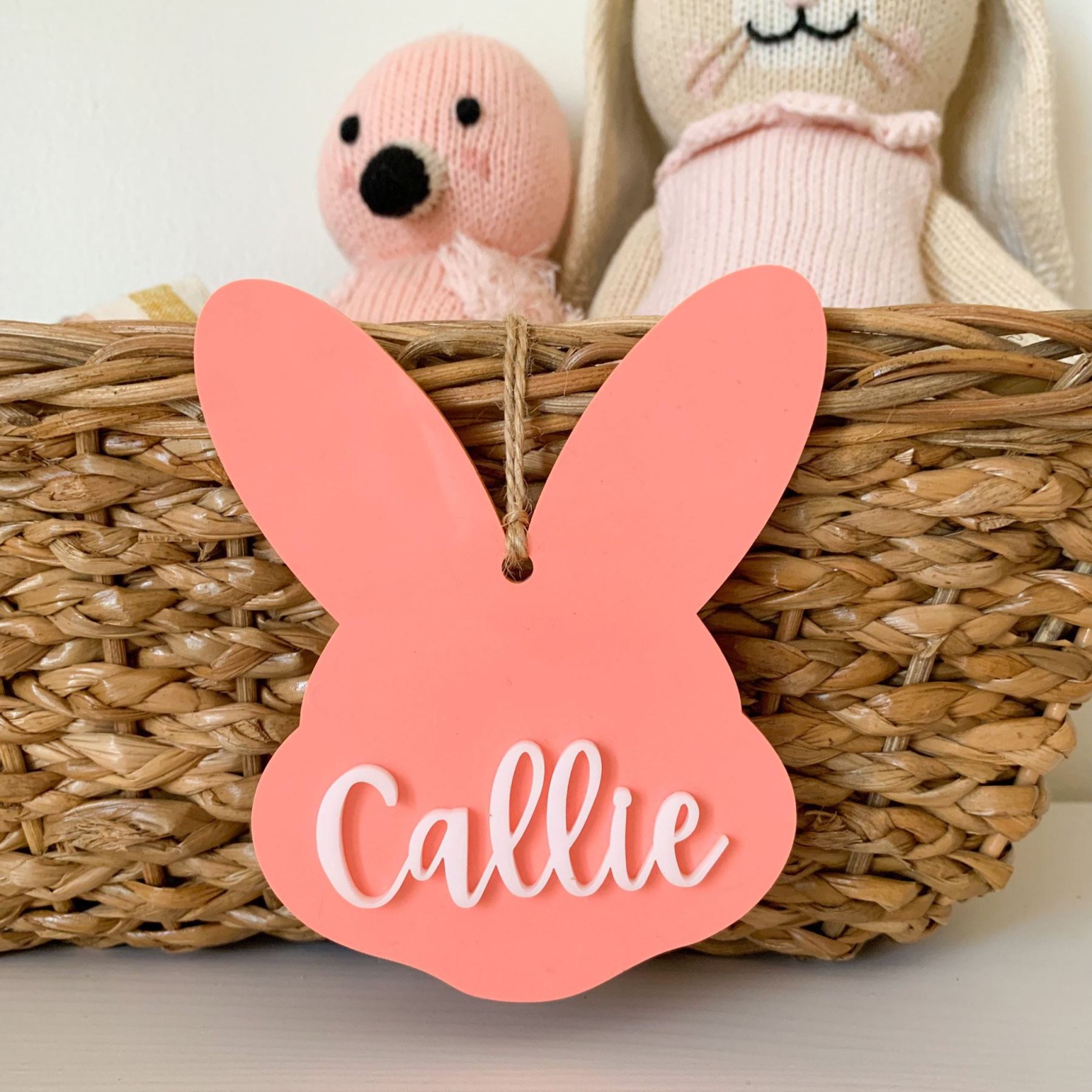 Personalized 3D Printed Bunny Easter Basket Tags | CWEaster78
