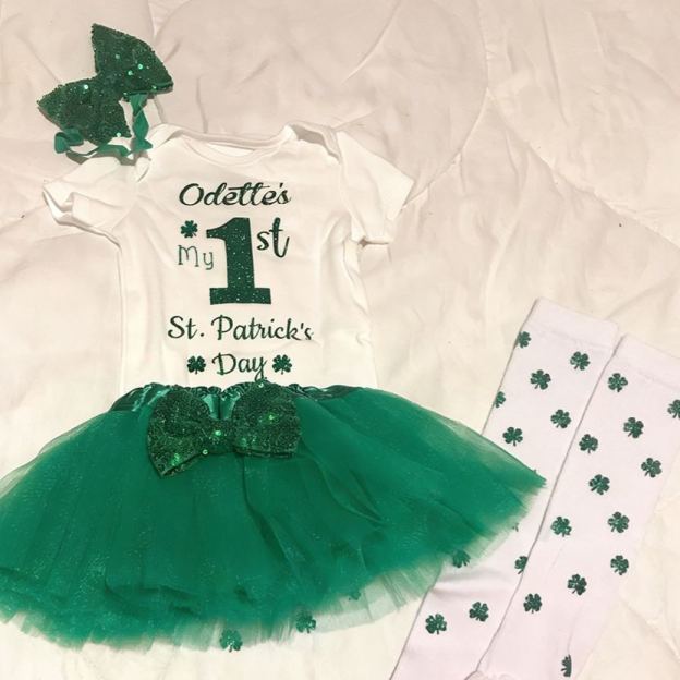 Personalized Baby Girl First St. Patrick's Day Outfit Set | CWBaby402
