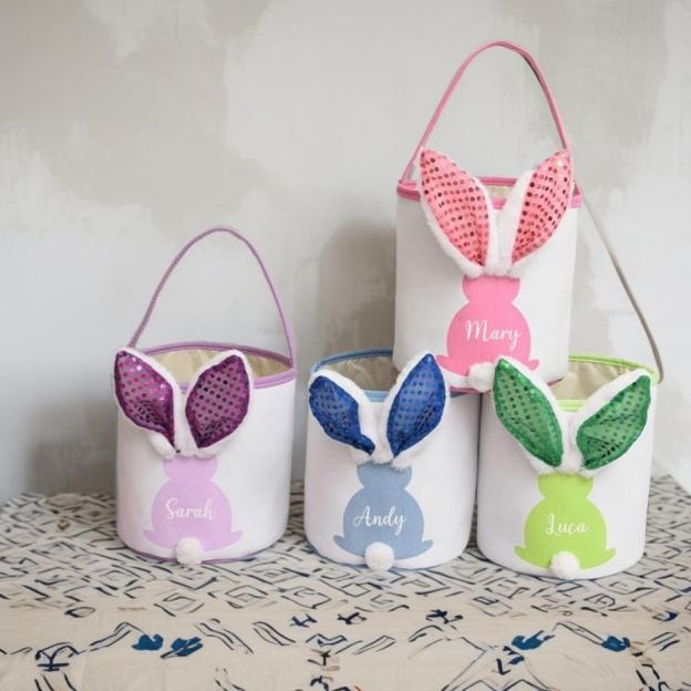 Personalized LED Lighting Bunny Ear Easter Basket | CWEaster80