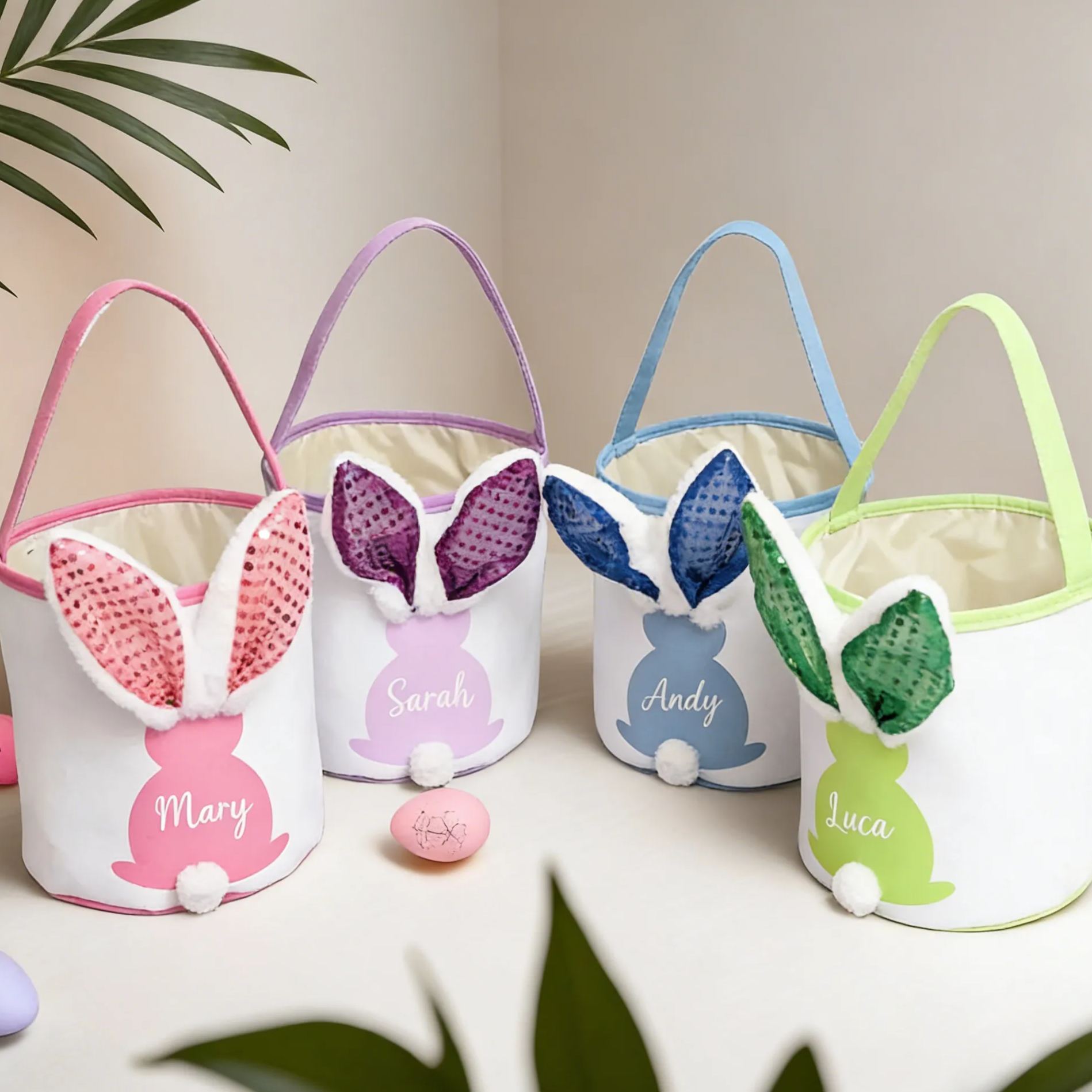 Personalized LED Lighting Bunny Ear Easter Basket | CWEaster80