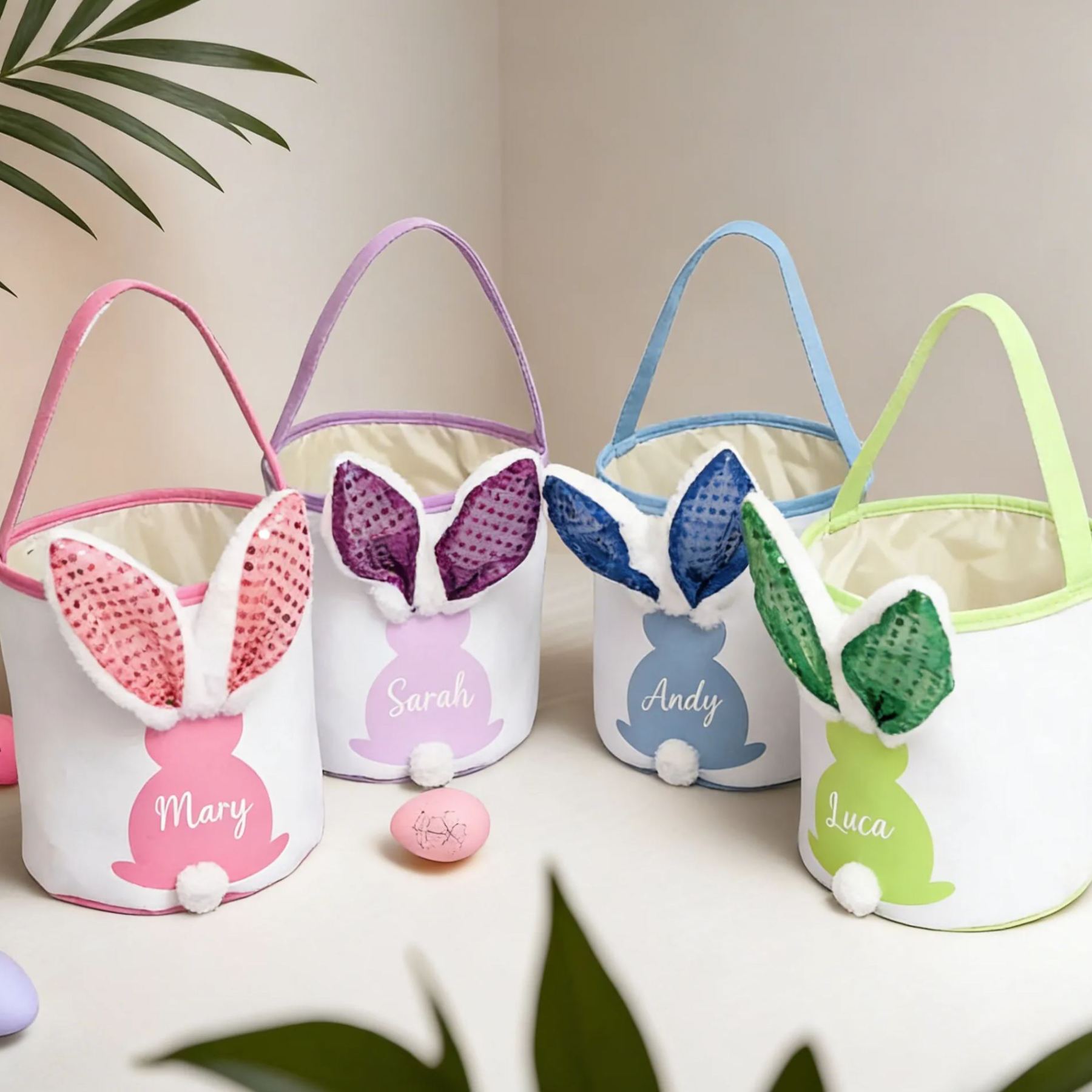 Personalized LED Lighting Bunny Ear Easter Basket | CWEaster80