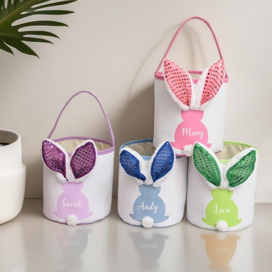 Personalized LED Lighting Bunny Ear Easter Basket | CWEaster80