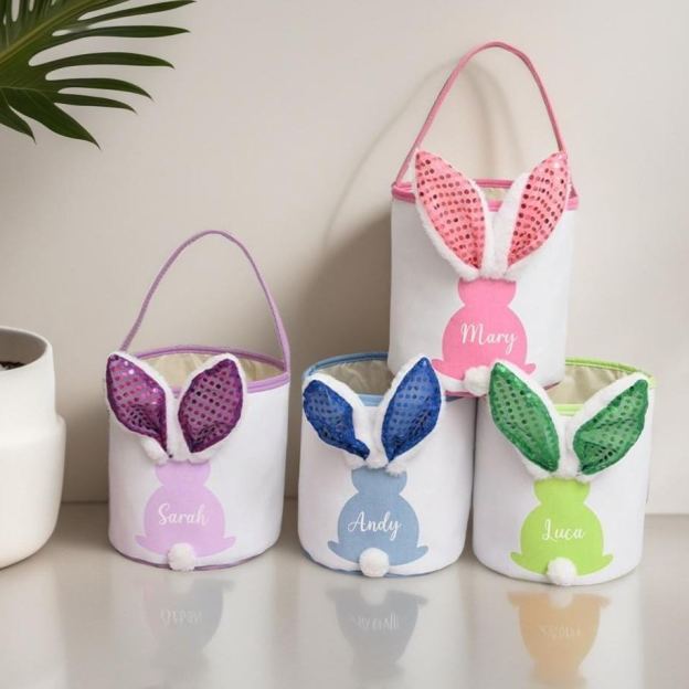 Personalized LED Lighting Bunny Ear Easter Basket | CWEaster80