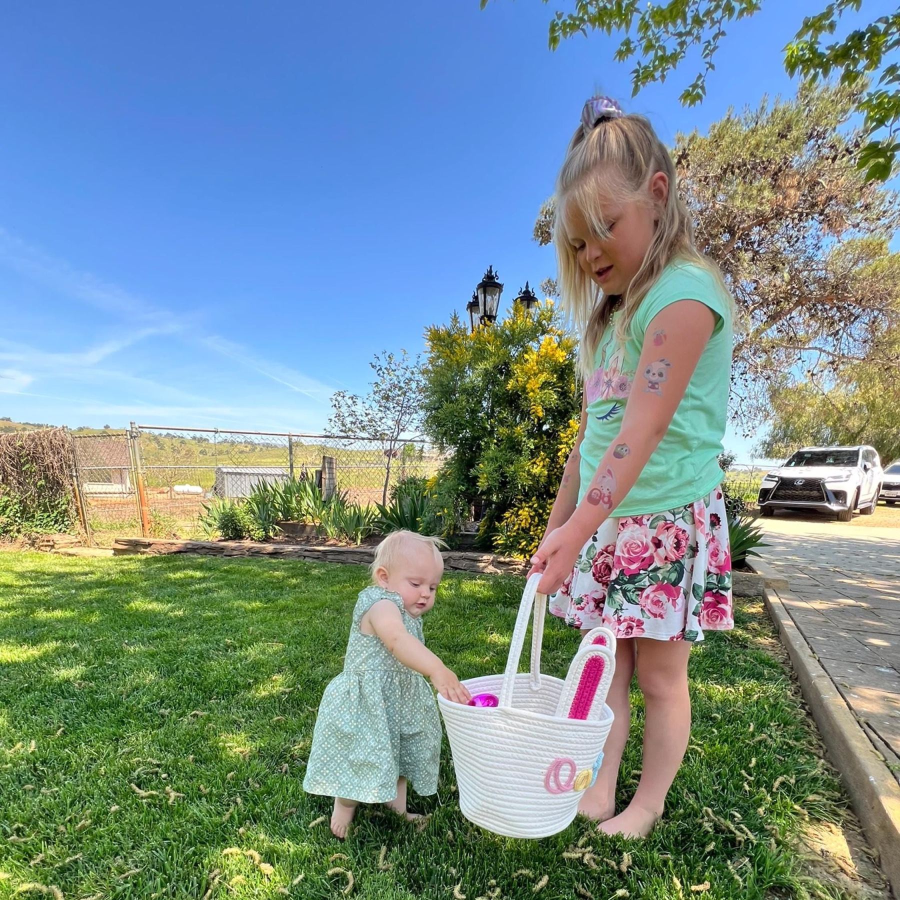 Personalized Hand-embroidered Bunny Easter Basket | CWEaster81