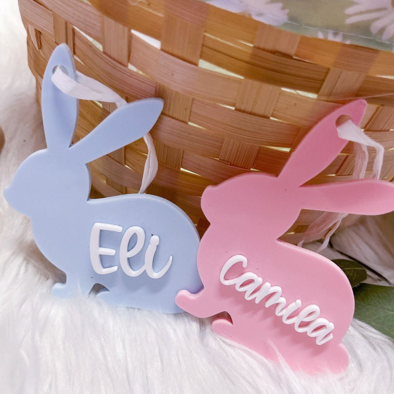 Personalized 3D Printed Bunny Easter Basket Tags | CWEaster84