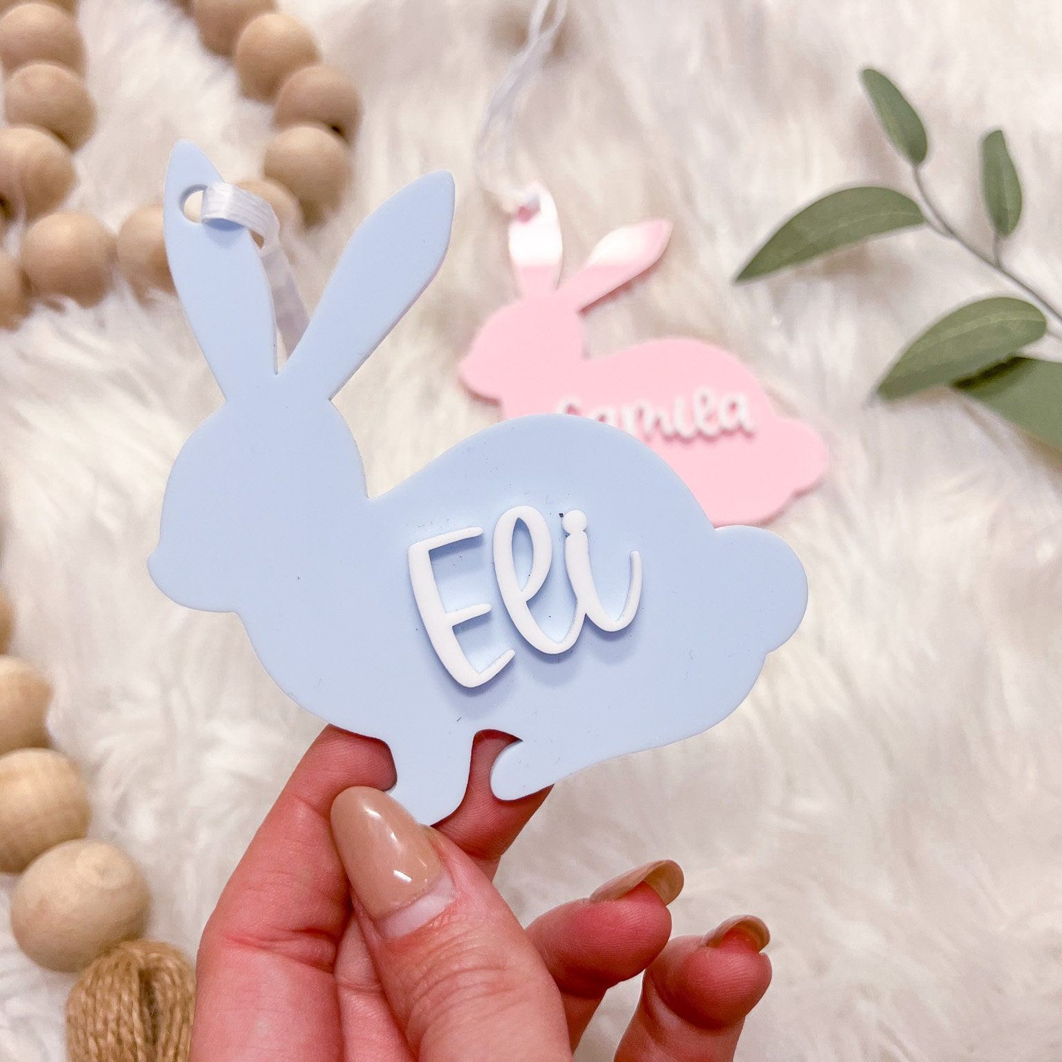 Personalized 3D Printed Bunny Easter Basket Tags | CWEaster84