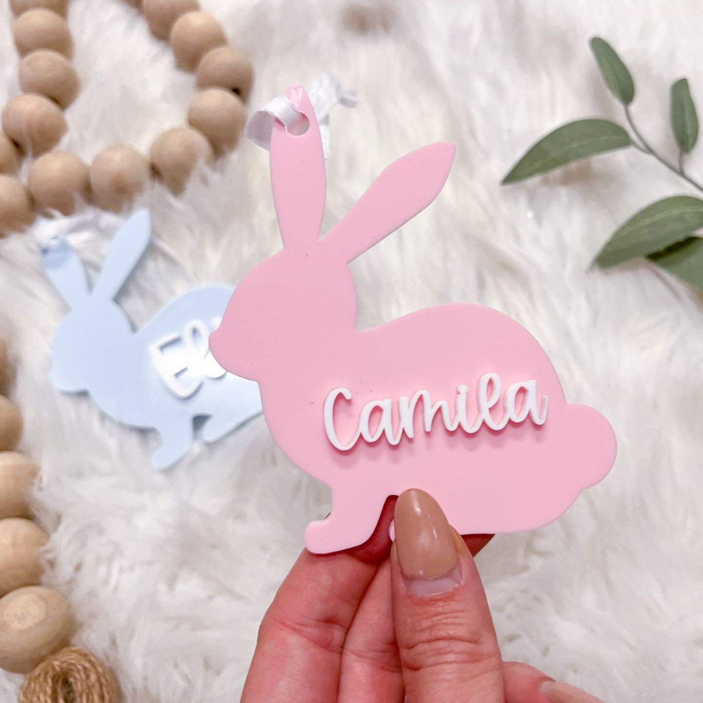 Personalized 3D Printed Bunny Easter Basket Tags | CWEaster84