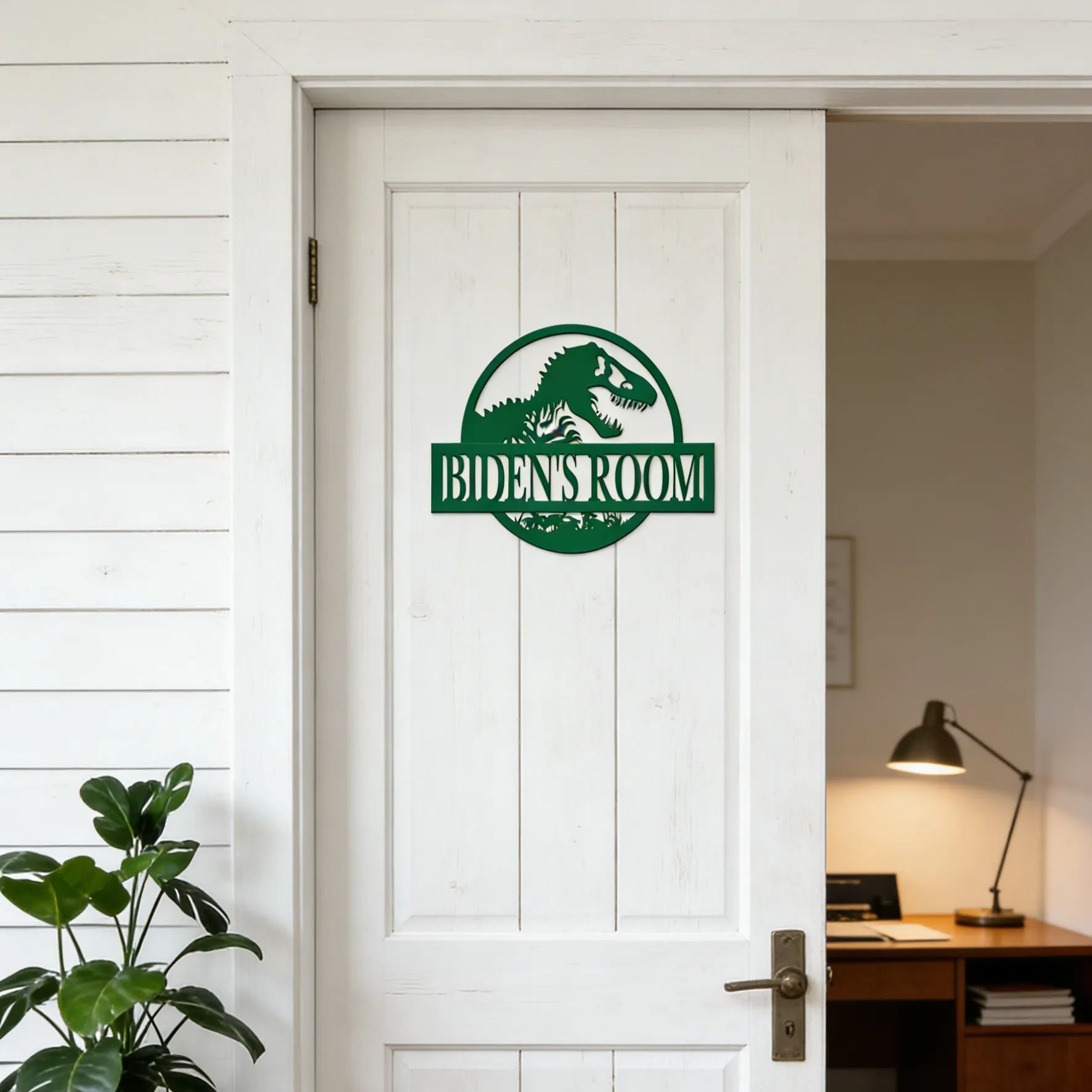 Personalized Kid's Bedroom Dinosaur Door Sign | CWBaby408