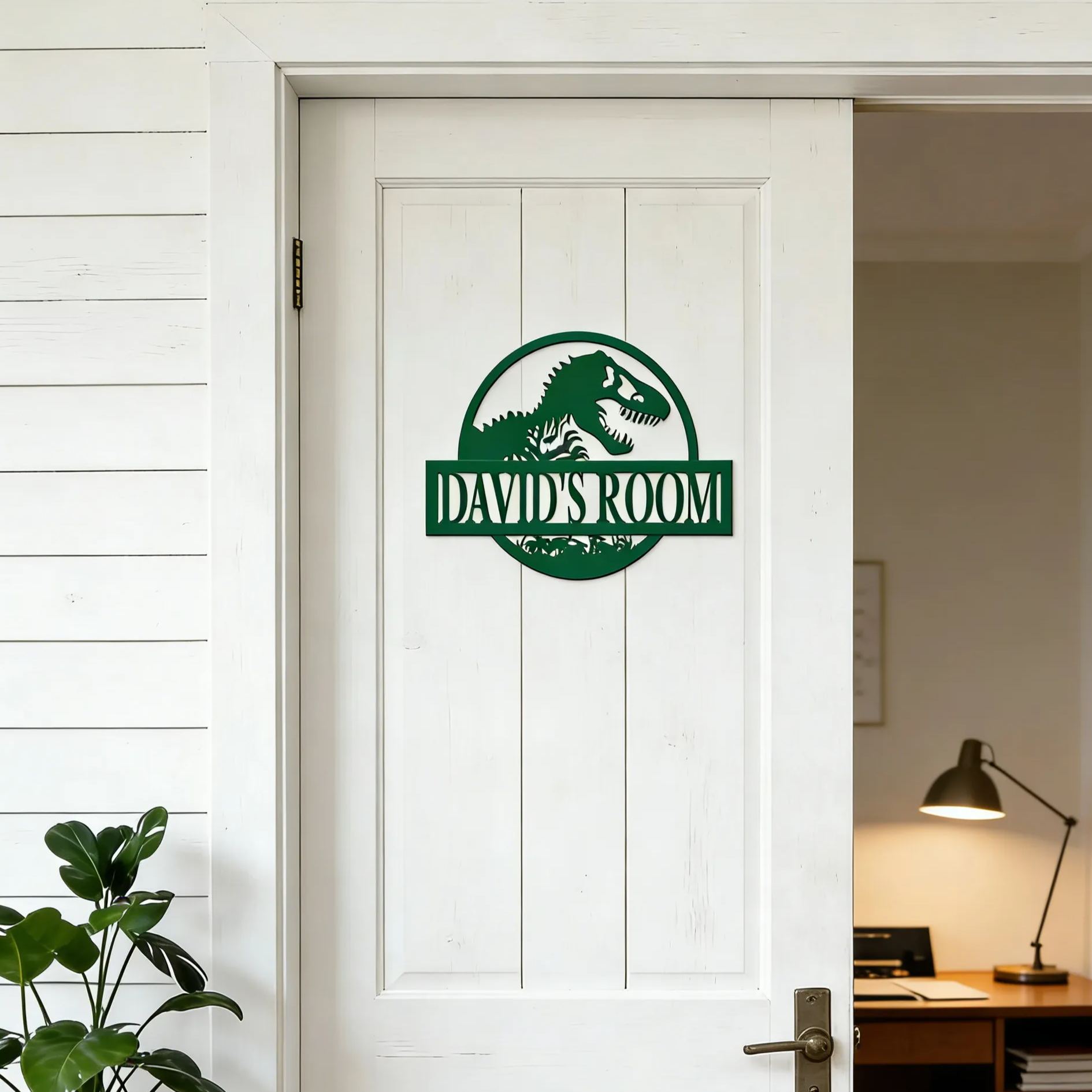 Personalized Kid's Bedroom Dinosaur Door Sign | CWBaby408