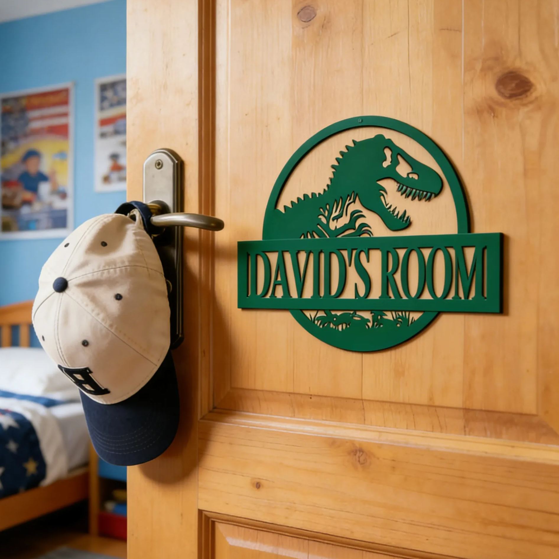Personalized Kid's Bedroom Dinosaur Door Sign | CWBaby408