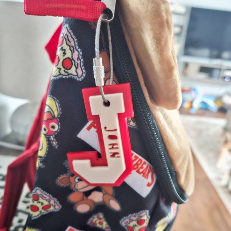 Personalized Varsity Letter Keychains Backpack Tag | CWGift30