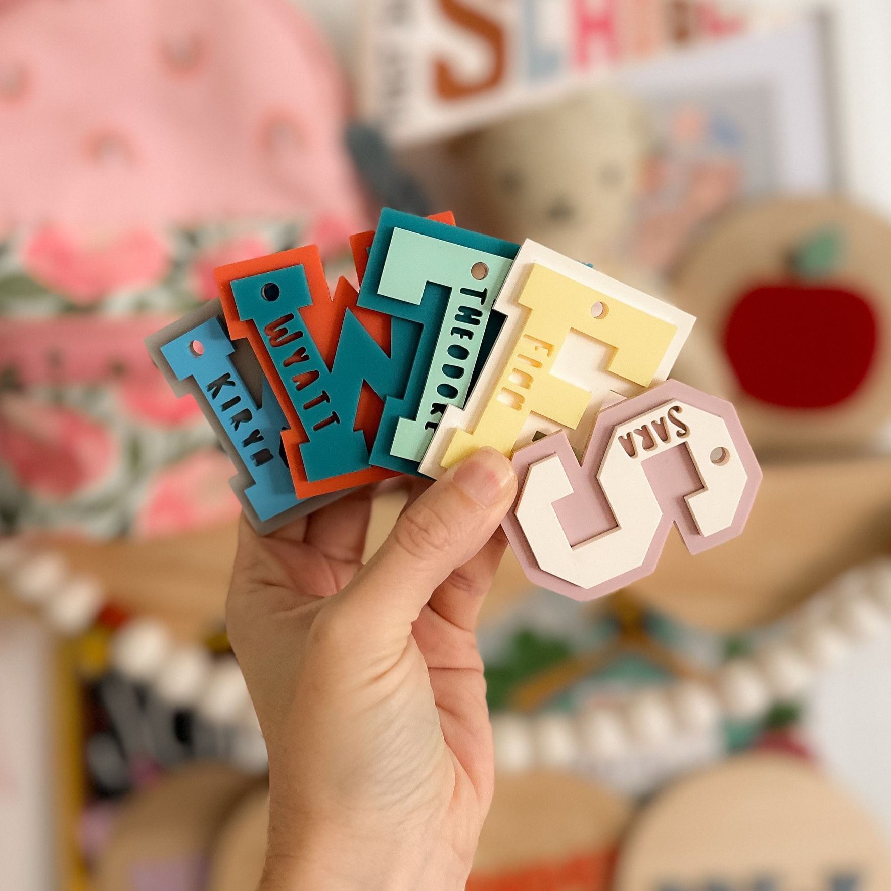 Personalized Varsity Letter Keychains Backpack Tag | CWGift30