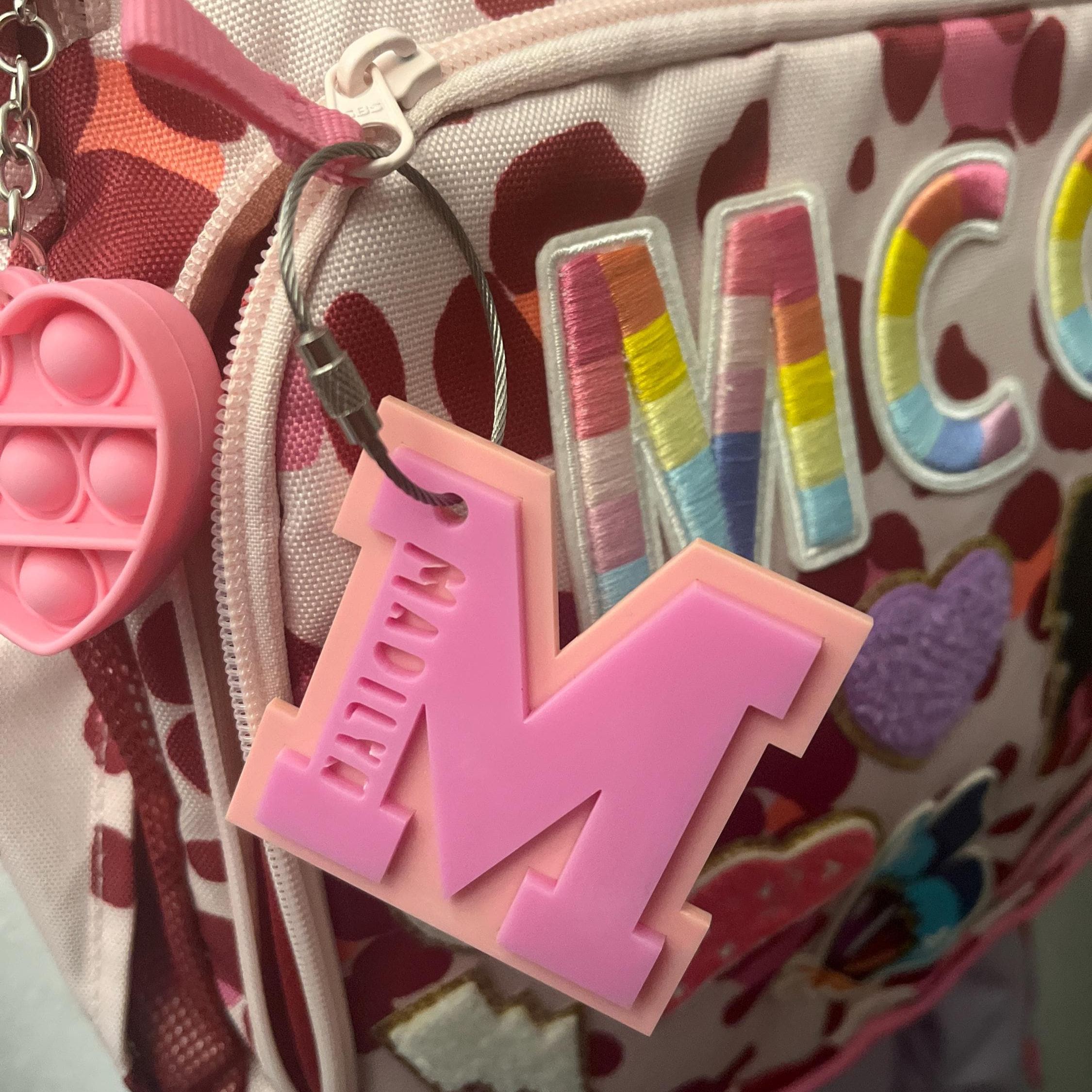 Personalized Varsity Letter Keychains Backpack Tag | CWGift30