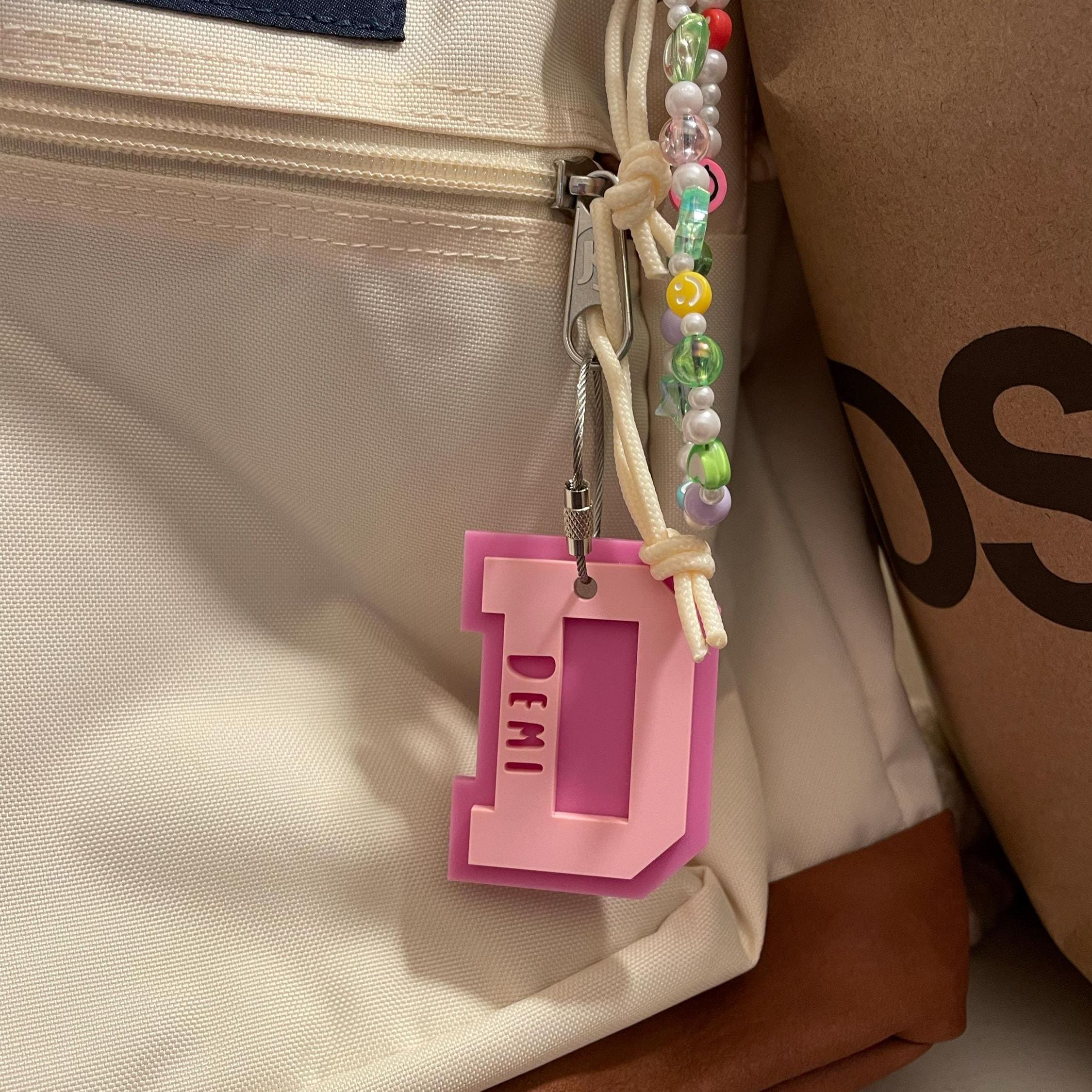 Personalized Varsity Letter Keychains Backpack Tag | CWGift30