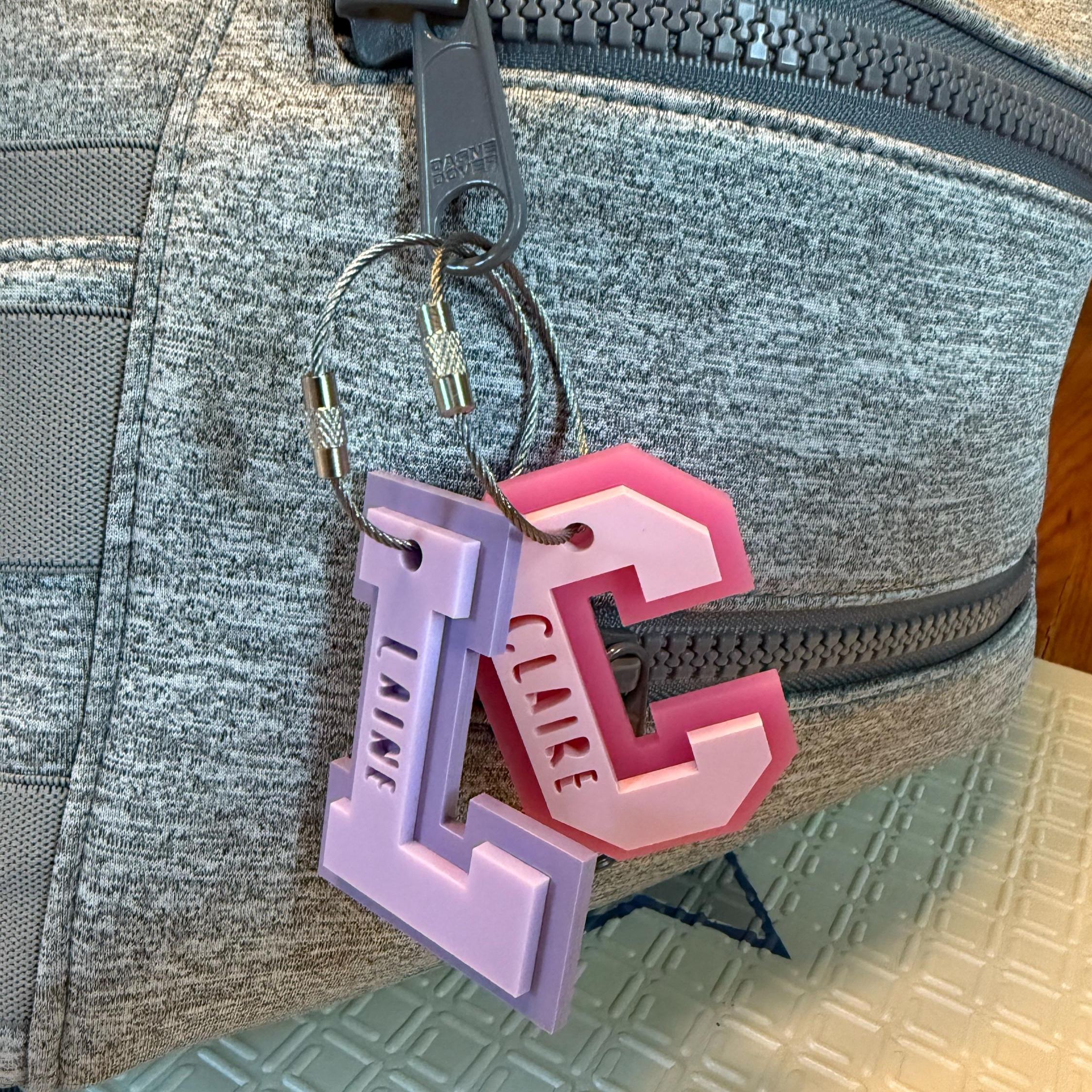 Personalized Varsity Letter Keychains Backpack Tag | CWGift30