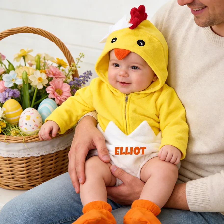 Personalized Easter Chicks Hatching Egg Romper with Shose | CWBaby433
