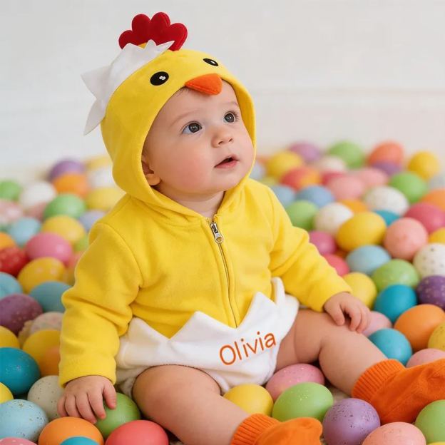 Personalized Easter Chicks Hatching Egg Romper with Shose | CWBaby433