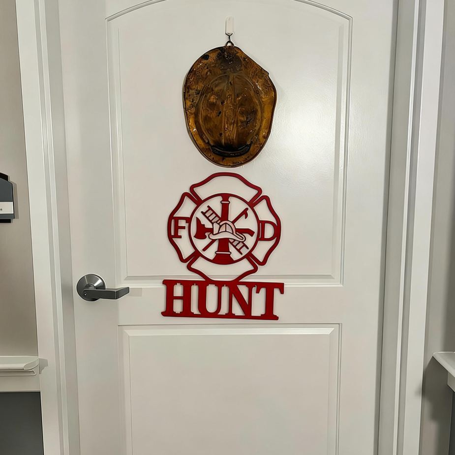 Personalized Firefighters Maltese Cross Door Sign | CWBaby448