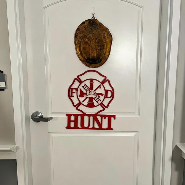 Personalized Firefighters Maltese Cross Door Sign | CWBaby448