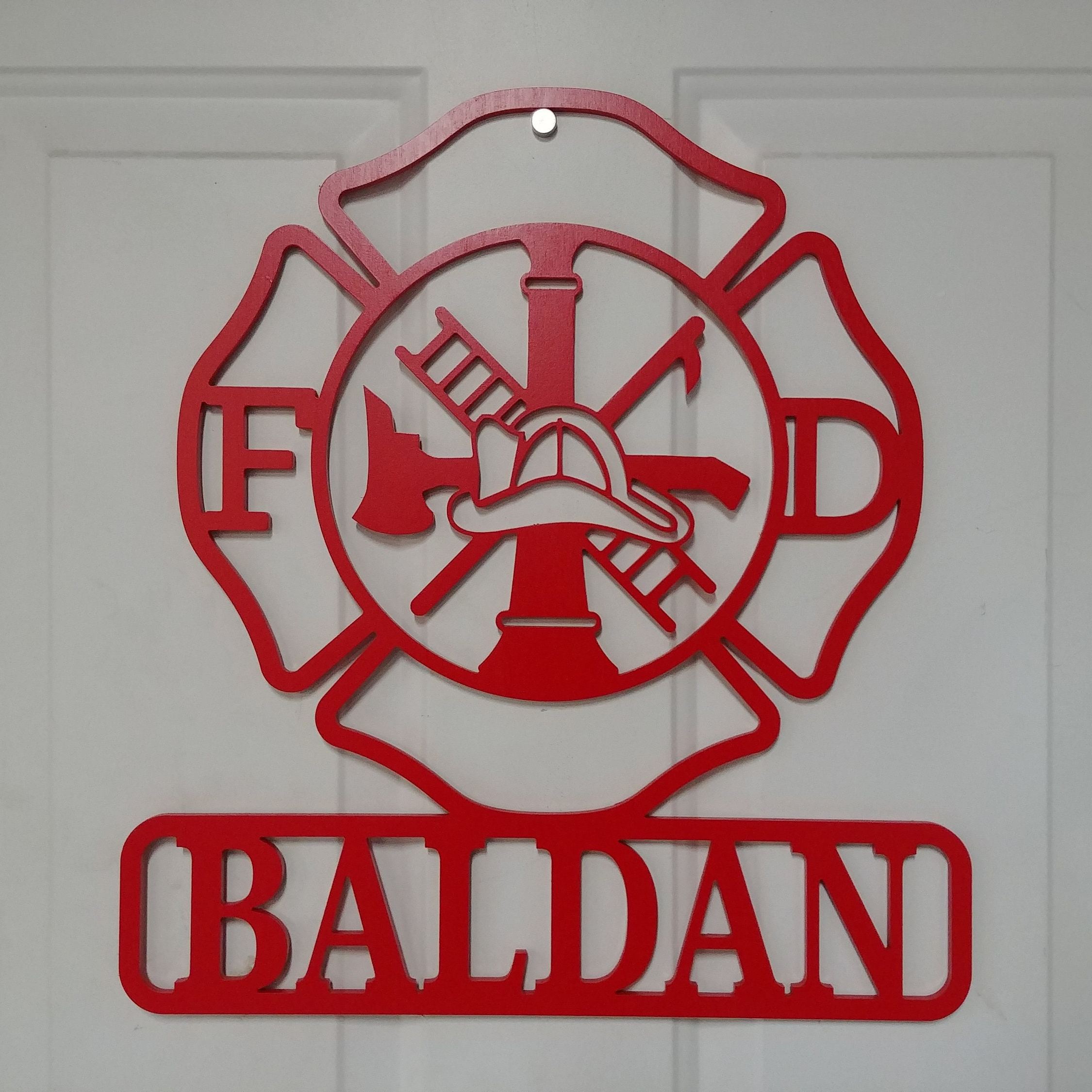 Personalized Firefighters Maltese Cross Door Sign | CWBaby448