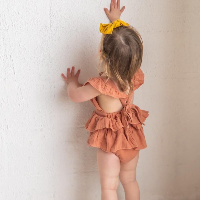 Personalized Embroidery Floral Name Ruffle Romper | CWBaby212