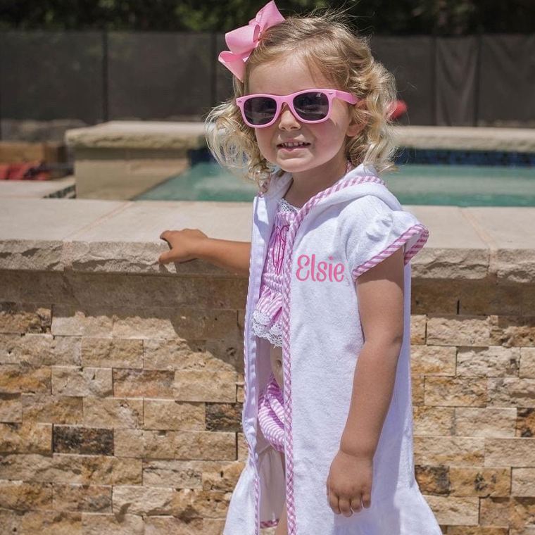 Personalized Kid Swim Cover up Hooded Robe Zippered Bath Towel | CWBaby465