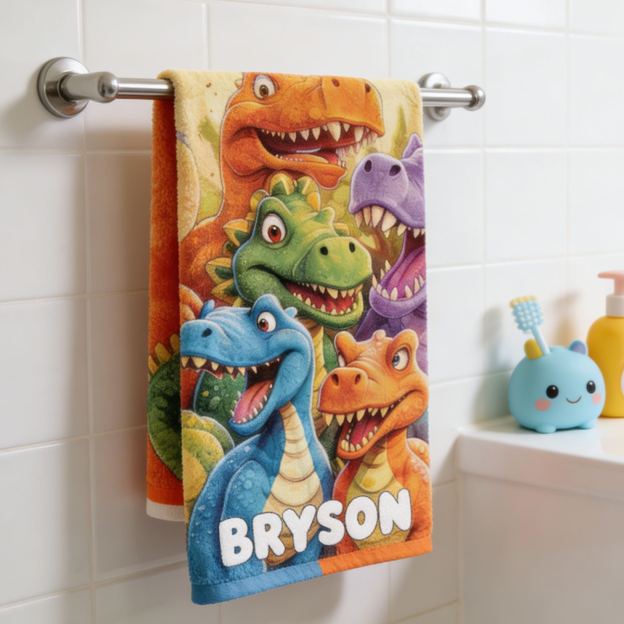 Personalized Dinosaur Kid Towel for Summer & Beach | CWTowel194