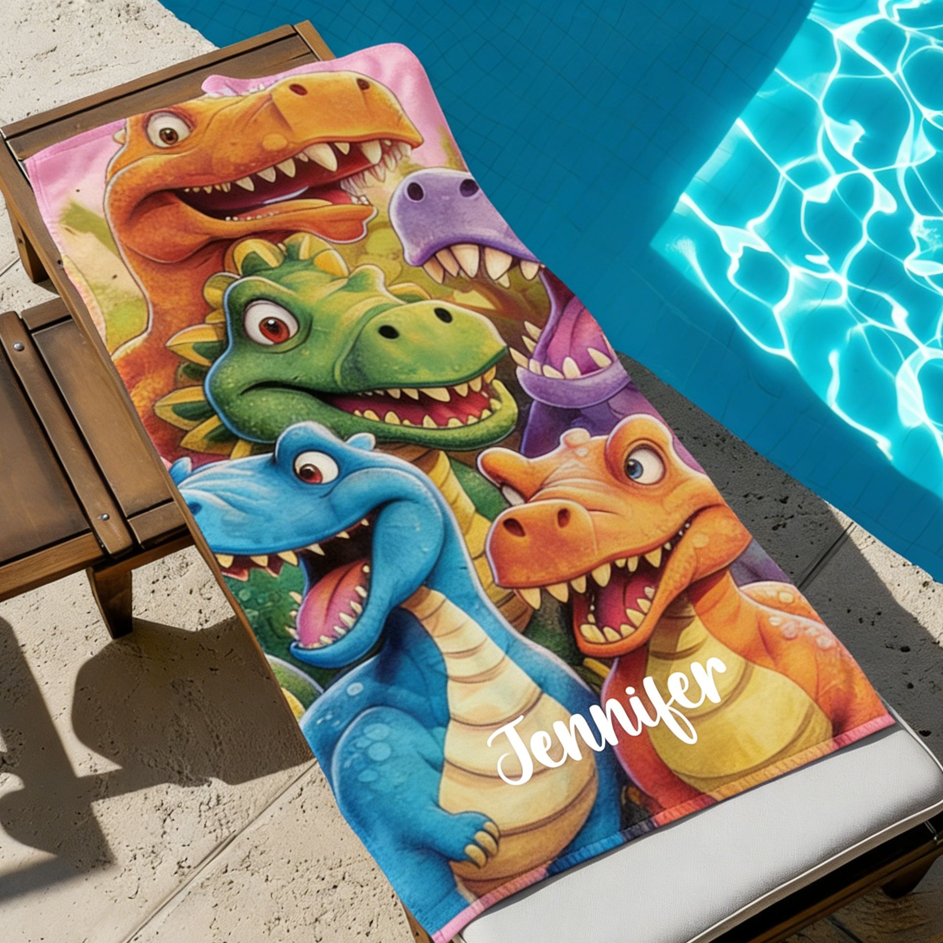 Personalized Dinosaur Kid Towel for Summer & Beach | CWTowel194