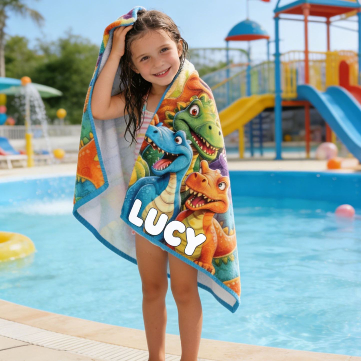 Personalized Dinosaur Kid Towel for Summer & Beach | CWTowel194