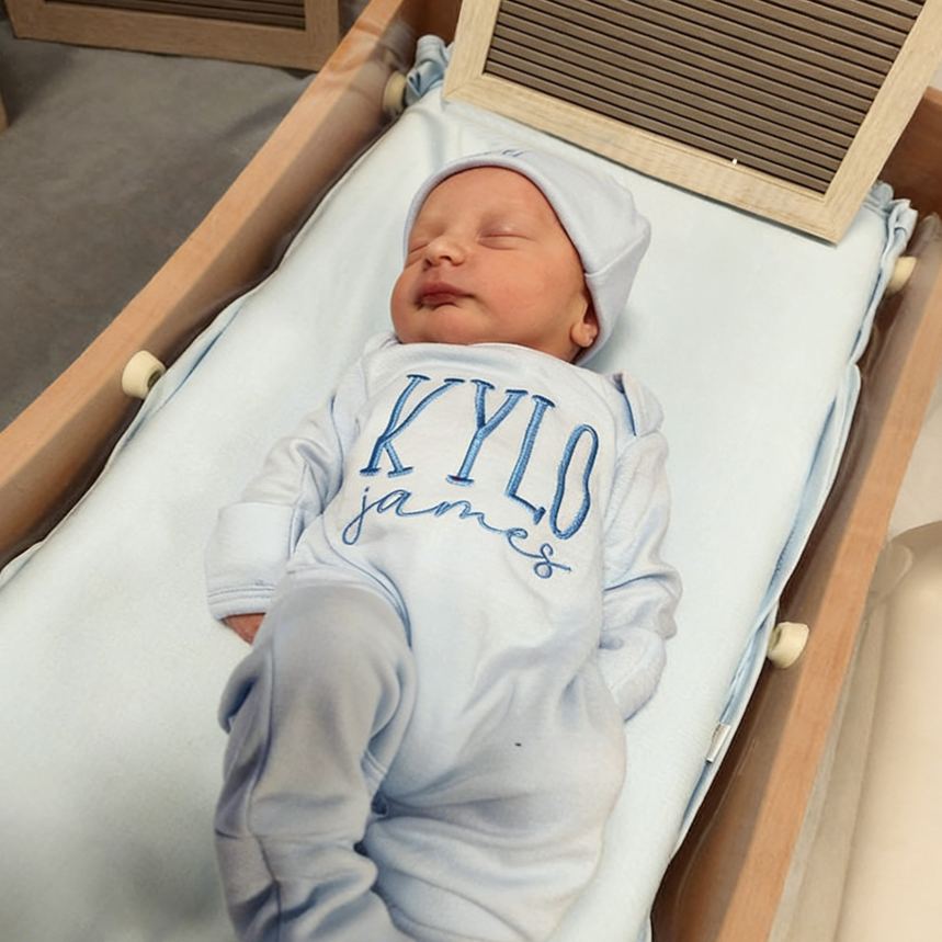 Personalized Embroidery Baby Coming Home Romper and Hat Set | CWBaby472