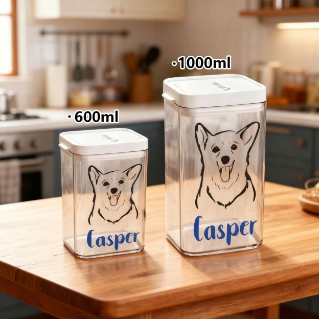 Personalized Pet Portrait Clear Treat Storage Box | BKPet292