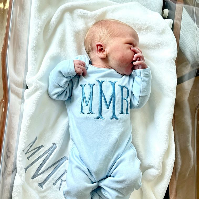 Personalized Embroidery Baby Coming Home Romper and Hat Set | CWBaby487
