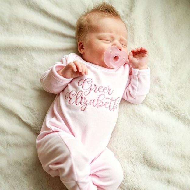 Personalized Embroidery Baby Girl Coming Home Romper and Hat Set | CWBaby488